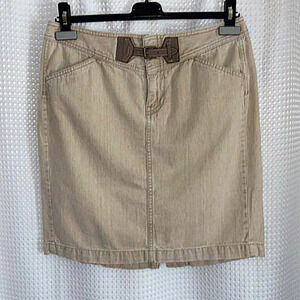 Women’s Vintage Ralph Lauren‎ belted 100% cotton beige mini jean Skirt size 6